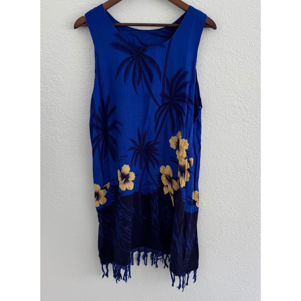 Beach Cover Up Women's One Size Hawaiian Tropical Vacation Tunic Mini Dress